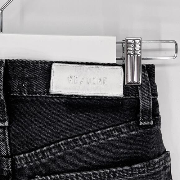 RE/DONE 70s Stove Pipe Jeans Women’s 23 Washed Noir Black Straight Raw Hem - Picture 5 of 7